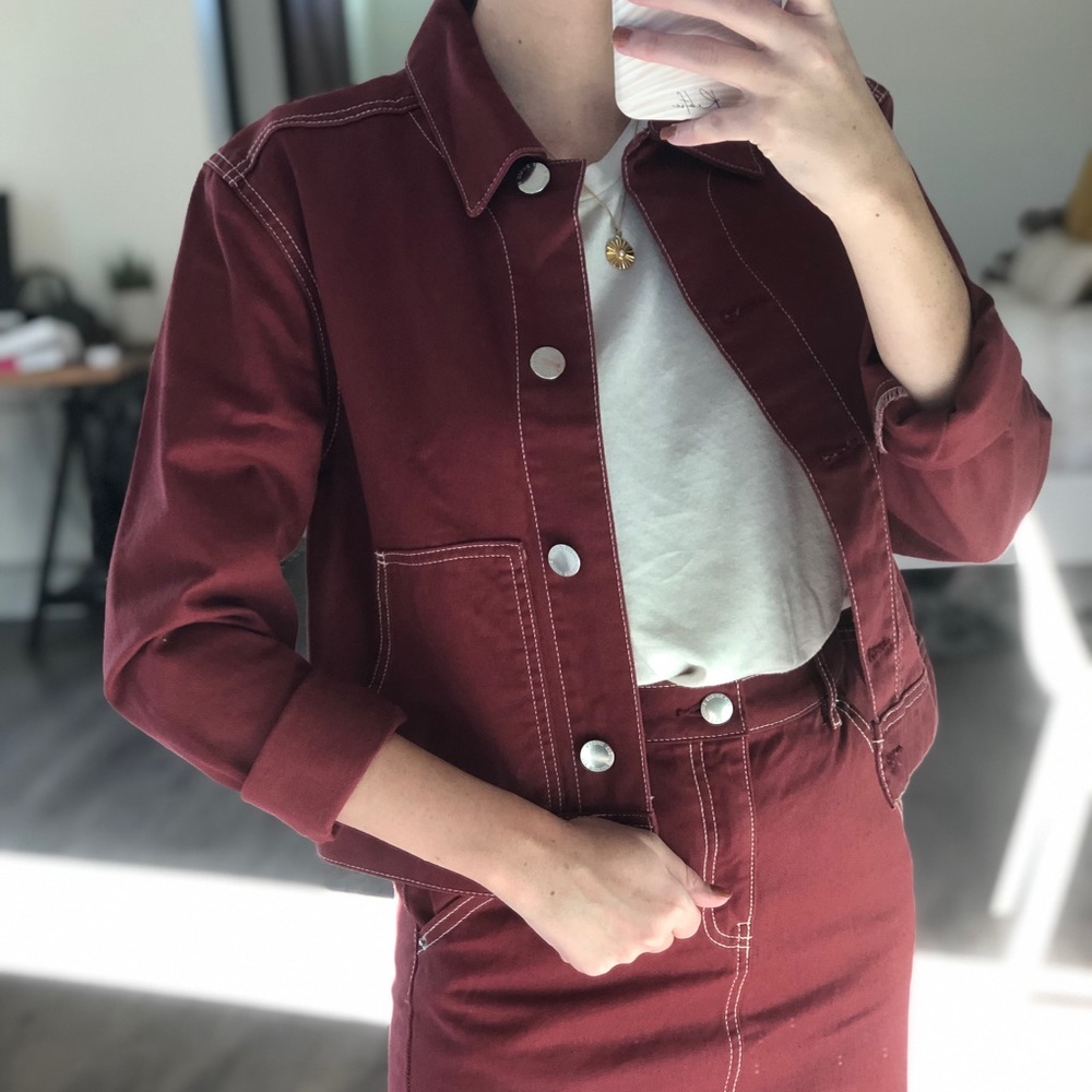 Maroon denim set